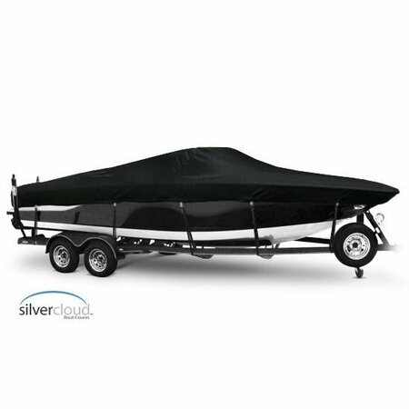 EEVELLE Boat Cover FISH & SKI Walk Thru Windshield, Outboard Fits 26ft 6in L up to 102in W Black SCVNWT26102B-BLK